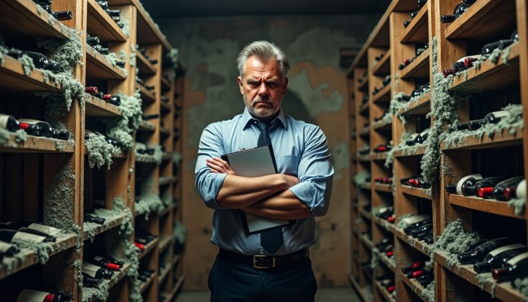 un collectionneur furieux découvre que ses caves à vin sont envahies par la moisissure et décide de porter plainte contre l'installateur pour négligence.